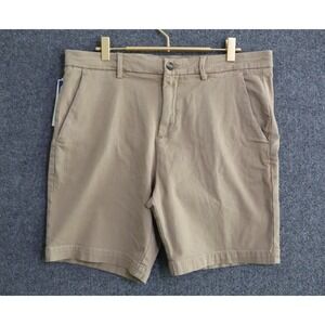 Perry Ellis Mens Chinchilla Chino Shorts Size 33 Beige Slim Stretch 8" NEW NWT